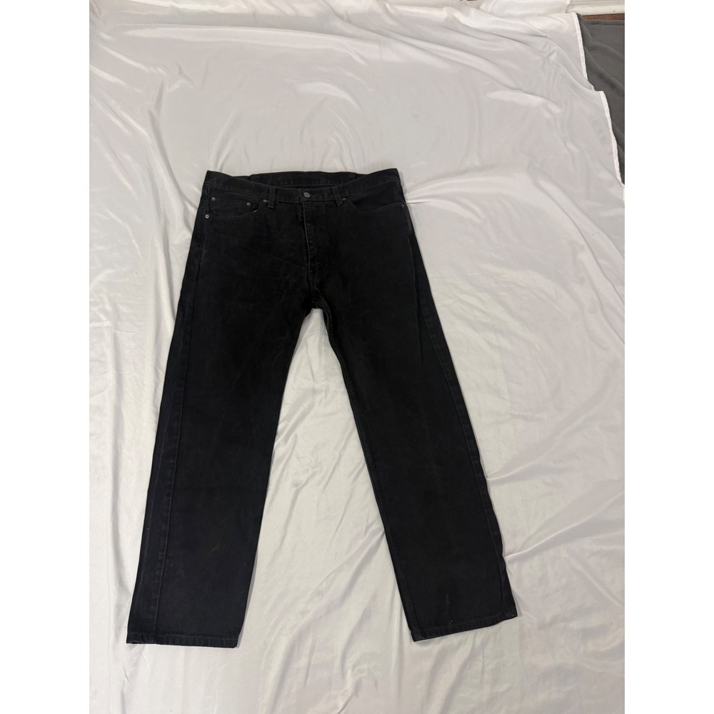 Levis 505 Regular Fit Black Denim Jeans Mens W40 L32 Straight Leg Pants